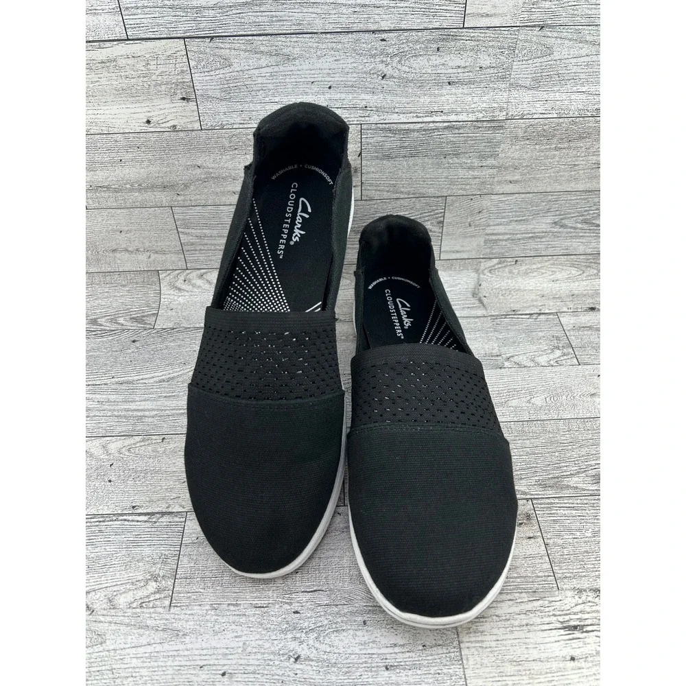 Clarks‎ Cloudsteppers Mira Tide Black Slip On Loafers Womens 8.5 M 26181894